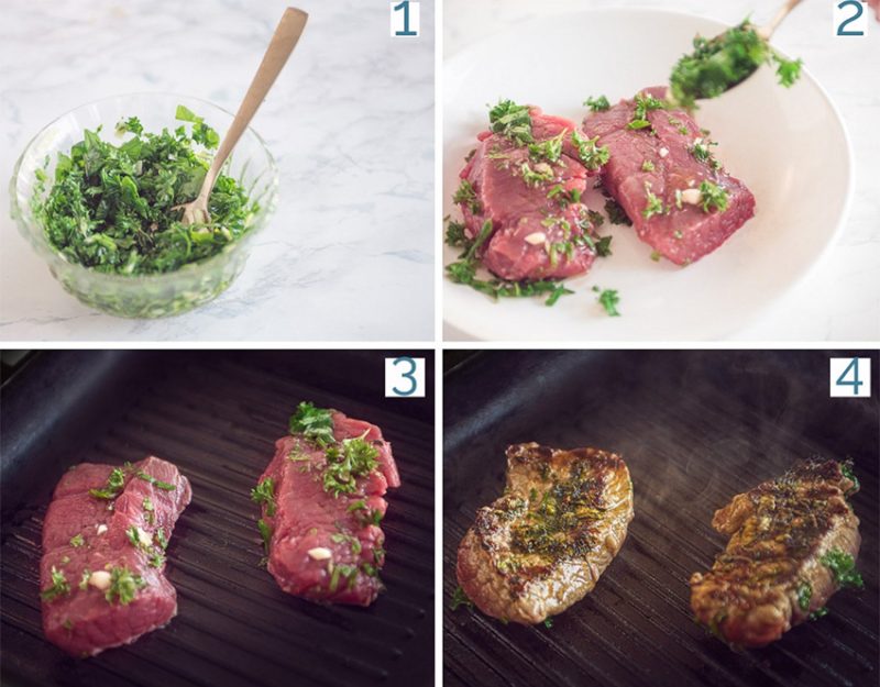 bieflappen Baklappen met groene kruiden